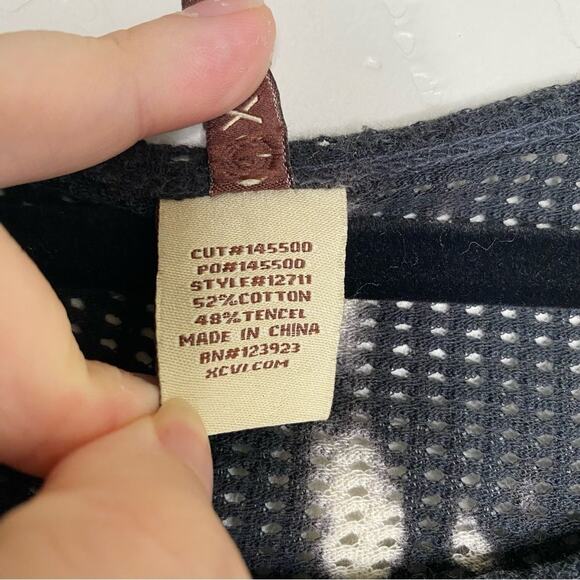 XCVI Blue + Cream Tie Die Mesh Fishnet Lagenlook Sweater Medium - Picture 6 of 11